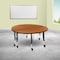 Flash Furniture Round 47.5 W, 48 L, 25 H, Chrome, Laminate, Particleboard, Steel, Wood Grain XU-GRP-A48-HCIRC-OAK-T-P-CAS-GG - alternate 1